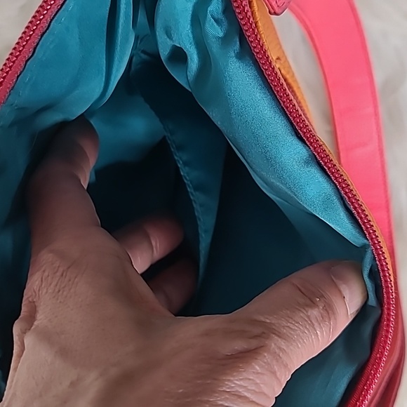 Crossbody Bag Hot Pink Orange Faux Leather Butterfly Embellished Spring Summer - Picture 5 of 6